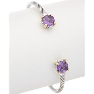 Juvell 18K Two-Tone Plated Purple Amethyst Twisted Cable Bangle